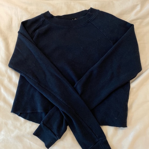 Brandy Melville navy blue waffle knit sweater - Picture 1 of 2